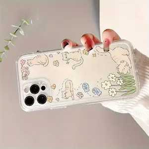 Phone case, suitable for iPhone 17, 16, 15, 14, 13, 12, 12/13 Mini Plus Pro Max series--Perfect holiday birthday gift, new Halloween cute cat flower transparent design