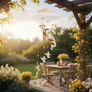 Angel Cupid Wind Chime Handmade Decor Adjustable Bell Ornament Romantic Gift for Birthday Wedding Party Dorm Bedroom Window Balcony Decor Friendship Graduation Keepsake