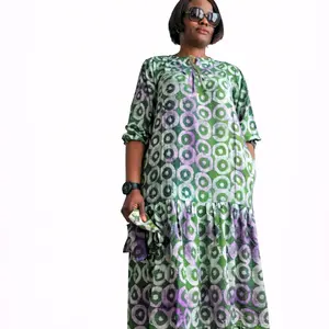 Adire Gypsy Flow Dress - Vibrant Floral Print, Loose Fit, Perfect for Casual Wear, Comfortable and Stylish