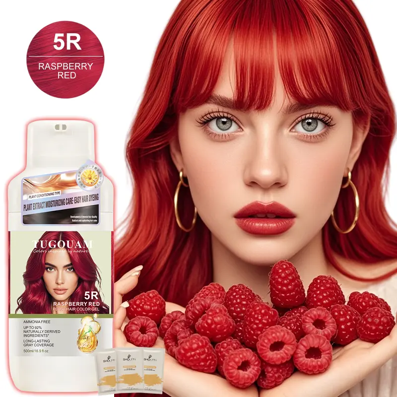 Raspberry Red Hair Dye | Instant Semi-Permanent Color | Unisex Professional Black Hair Dye | Salon & Home Use | 500ml Large Capacity | No-Lift Gentle Shampoo with Hair Care