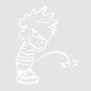 Calvin Pee JDM Vinyl Decal Sticker UV & Waterproof Bumper Window Laptop Automotive Water Bottle Gift accessories – WHITE 5"