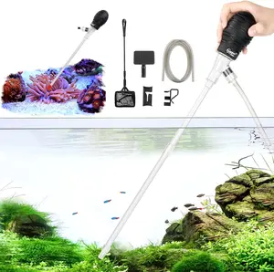 Hygger Fish Tank Cleaner 3 in 1 Siphon Coral Feeder Kit for small Tank ，Hand Siphon Hose to Remove and Change Water or Sand in Minutes - Fish Aquarium Accessories, Supplies & Cleaning Tools