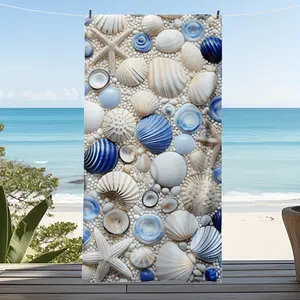 A Single Beach Towel Featuring a Seashell Design, Perfect for Summer Activities. This Large, Quick-Drying Polyester Towel Offers from Sand And Sun, Is Lightweight, Comfortable, And Ideal for Surfing, Swimming, And Yoga