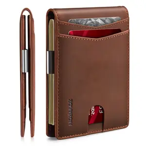 ZOVYRON Slim Bifold Leather Wallet with Money Clip RFID Blocking Minimalist Card Holder Wallet