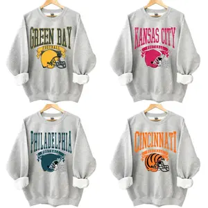 Vintage Football Helmet Graphic Sweatshirt, Ash Grey Retro Game Day Tee, Unisex Hometown Fan Shirt, Classic Sports Gift