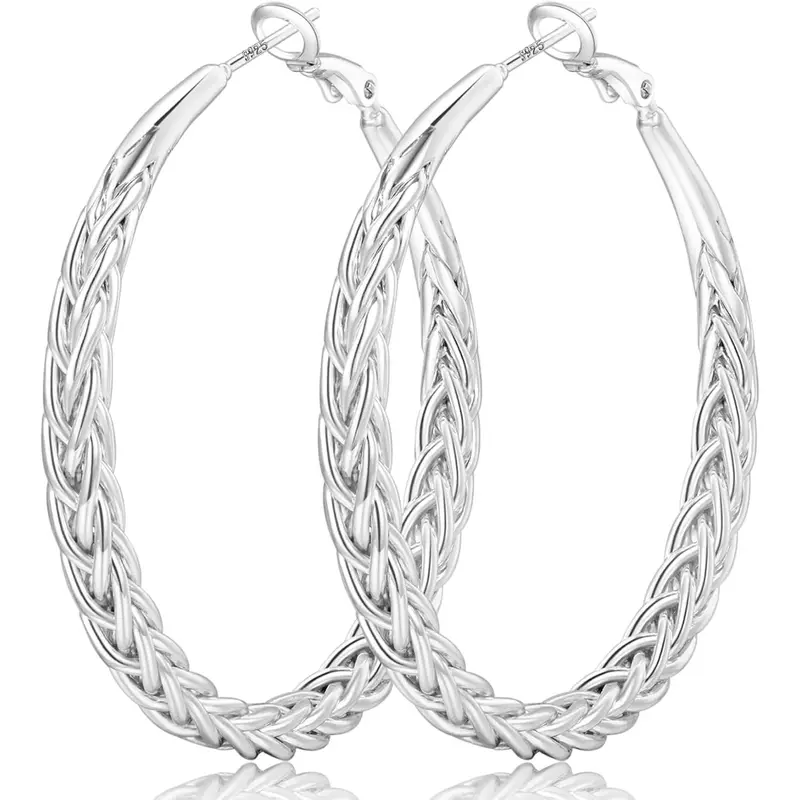 Women's 925 Sterling Silver Hypoallergenic Lightweight Chunky Hoops Earrings - Comfortable, 30/40/50MM, Nickel-Free Metal Posts, Multi-Size Adults Fashion Jewelry, Gift-Ready, Long-Lasting Color Summerwins Earrings for Women