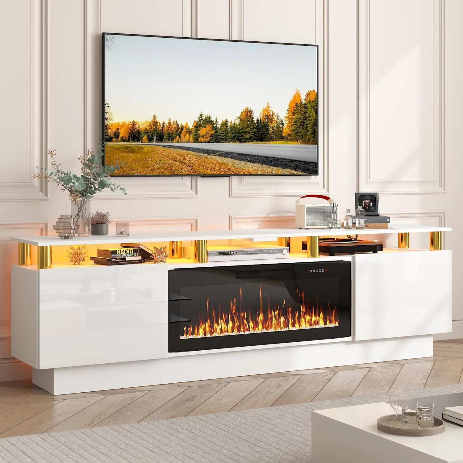 80 inch-White and Gold Columns