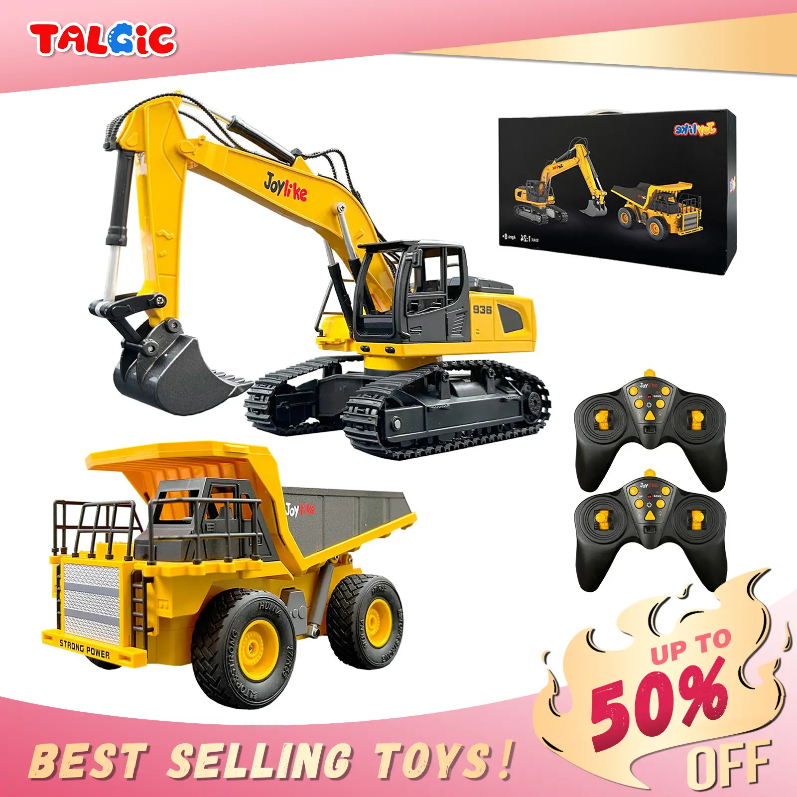 Construction Excavator - Toy Engineering Digger Truck, Remote Control Car for 4 5 6 7 8 9 10 11 Year Old Boys Girls, Educational Birthday Gifts for Ki