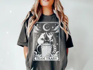 Team Trash Tshirt, Tarot Card Shirt, Opossum Halloween Moon Shirt, Funny Raccoon Gift, Racoon Gift Top Womenswear Graphic Tees Summer