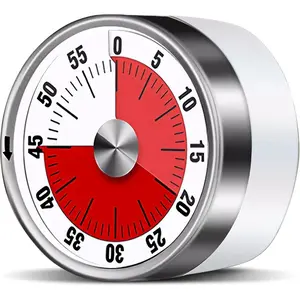 Visual Kitchen Timer for Cooking and  with Loud , Classroom Timers for Desk, No  Required, Mechanical Desk Timer,  Egg Timer for Study, Chef Clock, Stainless Steel, Countdown