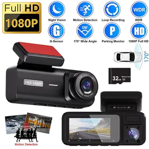 Night Vision Dual 1080P Dash Cam, Front & Rear Recording, Automatic Parking Scratches Alert, 170° Wide Angle, Loop Recording, HD Dash Camera