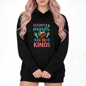 Women’s long-sleeve hoodie with autism awareness theme — comfortable, fun summer style, loose fit