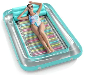 Jasonwell 4 in 1 Inflatable Tanning Pool Lounger Float - Sunbathing Lounge Floatie Raft Toys, Water Filled Tanning Bed Mat Pad Blow Up Kiddie Pool with Ball Pit for Adult, Kids (L)