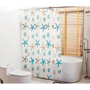 72" x 72" PEVA Bathroom Shower Curtain with 12 Plastic Hooks
