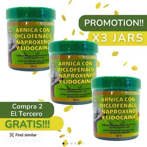 (Pack of 3) Arnica pomada muscular y Lidocaina 125g - Arnica Massage Balm with lidocaine – 125g | Soothing Full-Body Care