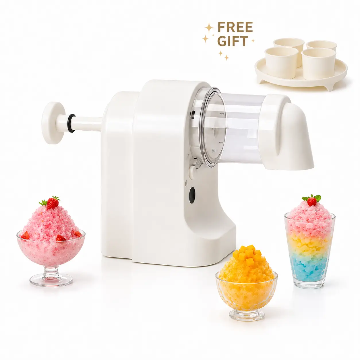 Portable Electric Shaved Ice Machine - USB Rechargeable Slushie Maker with Stainless Steel Blades, 4 Ice Molds, Sorbet Tray, Ideal for Frozen Drinks, Summer Parties, Home Kitchen Use, Slushie Shaved Ice Machines