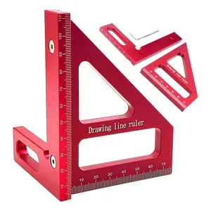 Three-Dimensional Multi-Angle Measuring Ruler, 45/90 Degree Aluminum Alloy Woodworking Square Protractor, High Precision Layout Tool, Caliper Type, Drawing Line Ruler