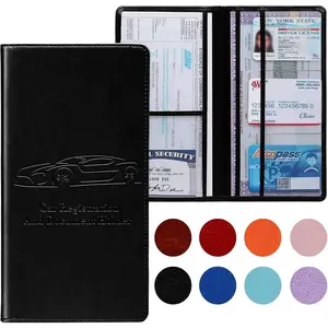 Car Registration and Insurance Card Holder for Women Men, Black Glove Box Paperwork Organizer with Magnetic Buckle for Easy Access and Protect Documents and Various Cards in Vehicle