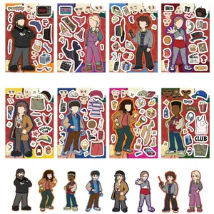 8 Pcs Toy Puzzle Stickers Stranger Things Elements, DIY Crafts Waterproof Reusable Decals, Kids Handmade Art Supplies