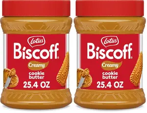 Lotus Biscoff Cookie Butter Spread, Creamy Caramelized Biscuit Spread, Non-GMO & Vegan, 25.4 oz Jars, 2 Pack