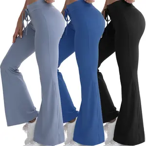 3 Pcs Women's Flared Yoga leggings High Waist Drawstring Casual Pants for Fitness
