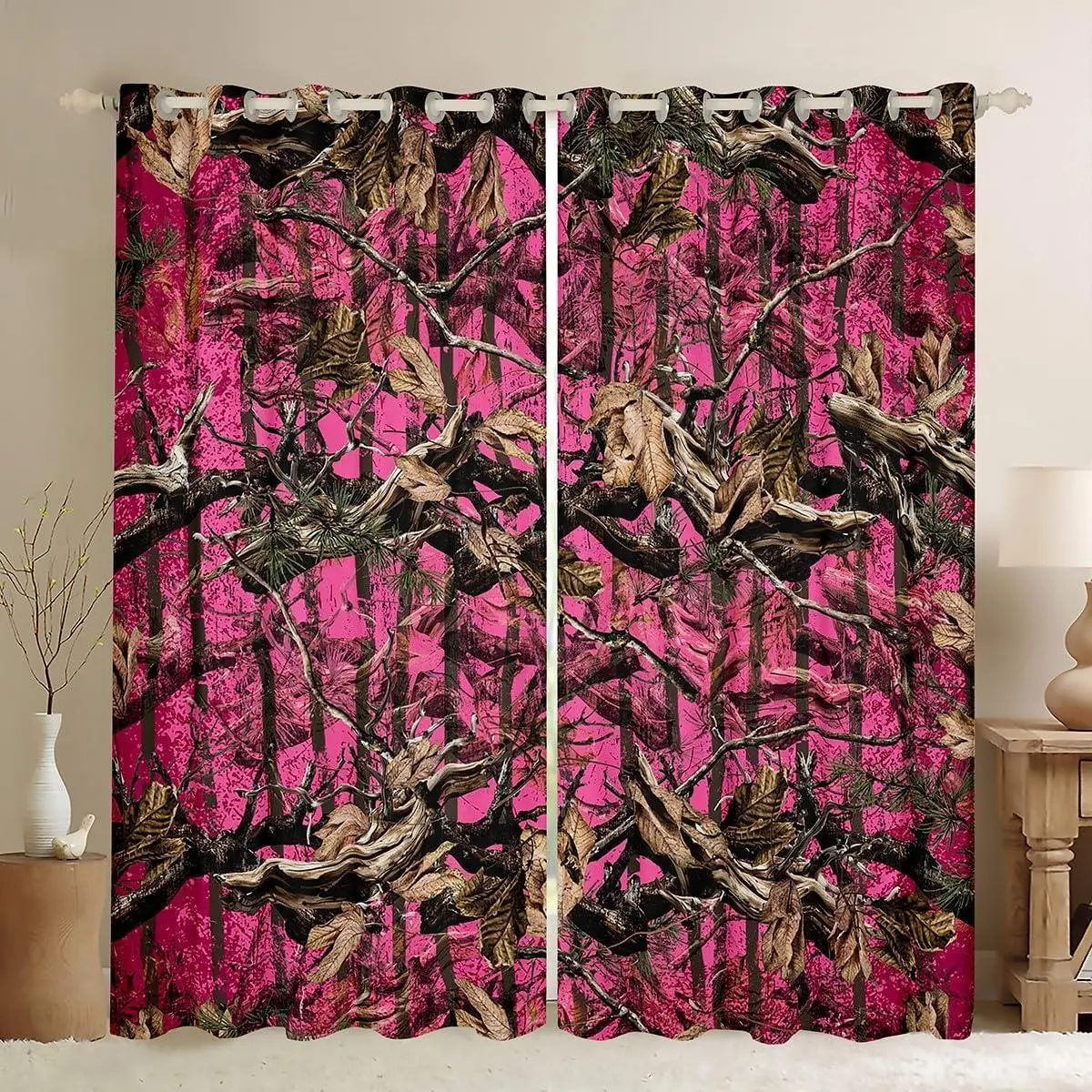 Pink Camouflage Curtains Living Room Purpose Camo Darkening Dreapes Hunters Cabin or Rustic Lodge Rustic Farmhouse Darkening Blackout Curtain The Woods Camouflage