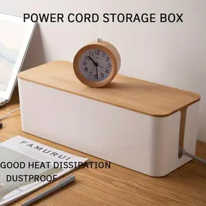 Power Cord Storage Box, Dustproof Socket Storage Box, Desktop Cable Manager, Computer HUB Plug in Storage Box for Home Office