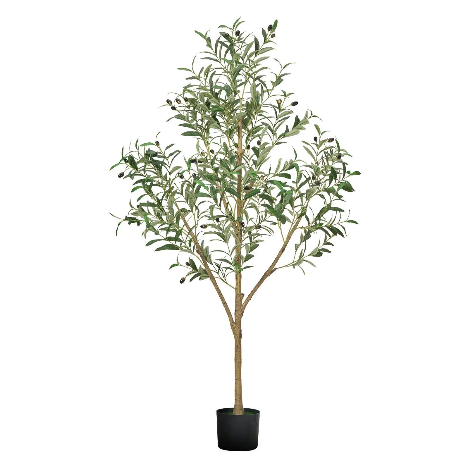 【SummerFinds】VEVOR 5FT Silk Fabric Artificial Topiary Olive Tree Fake Potted Tree with Black Pot, Natural Wood Trunk, Realistic Green Leaves & Fruits, Flexible Bends, Decorative Indoor Faux Plant for Home Decor, Ideal Gift with Natural Look, Indoor Use