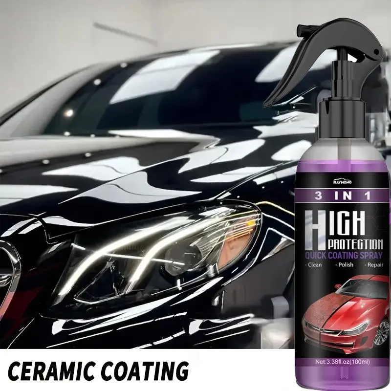 Rayhong 3-In-1 Nano Ceramic Car Coating Spray, Quick Application Liquid Wax Polisher and Paint Repair Agent, Car Detail Protection Sealer, Protective Coating Solution