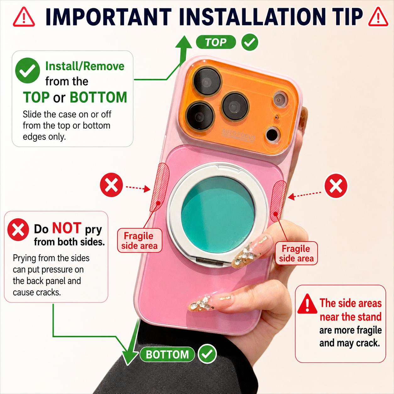 Dopamine Colors Magnetic Case for iPhone 17 16 15 14 Pro Max, with 360° Rotating Ring Stand, Colorblock Glossy Shockproof Cover with Full Camera Protection, Wireless Charging Compatible with MagSafe, Best Gift for Women Girls