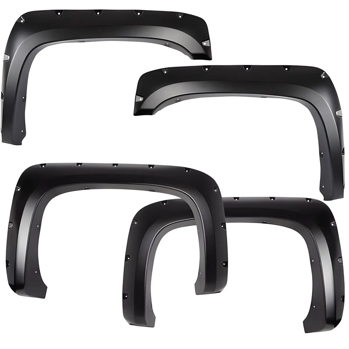 4pcs Fender Flares fit for 07-14 Chevy Silverado 1500, 2500HD, 3500HD Pocket Rivet-Style Polypropylene Vehicle-Specific Car Wheel Damage Shield with Hardware, Automotive Truck Accessories