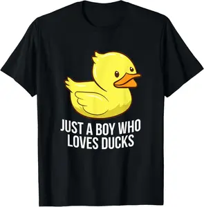 100%cotton Just A Boy Who Loves Ducks Rubber Duck T-Shirt