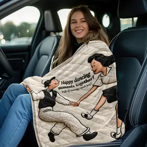 Vintage Dance Time Print Blanket, Holiday Gift Trend, Living Room Nap Area, Soft Flannel Throw, Christmas Halloween Valentine's Day