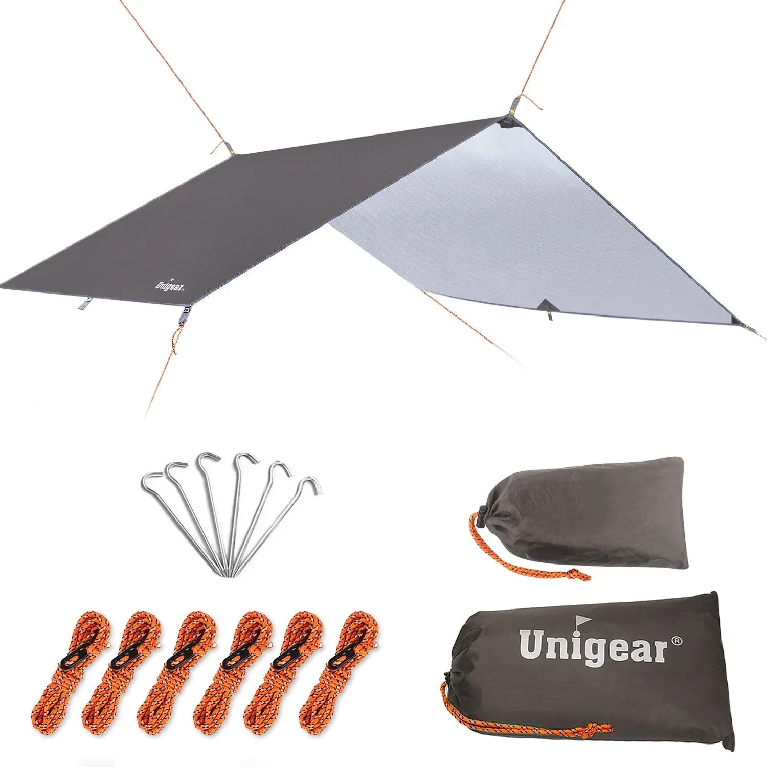 Unigear Rainproof Camping Tarp Shelter - 210D Waterproof Oxford Fabric with PU Coating, Portable Bag, 100% Satisfaction Guarantee