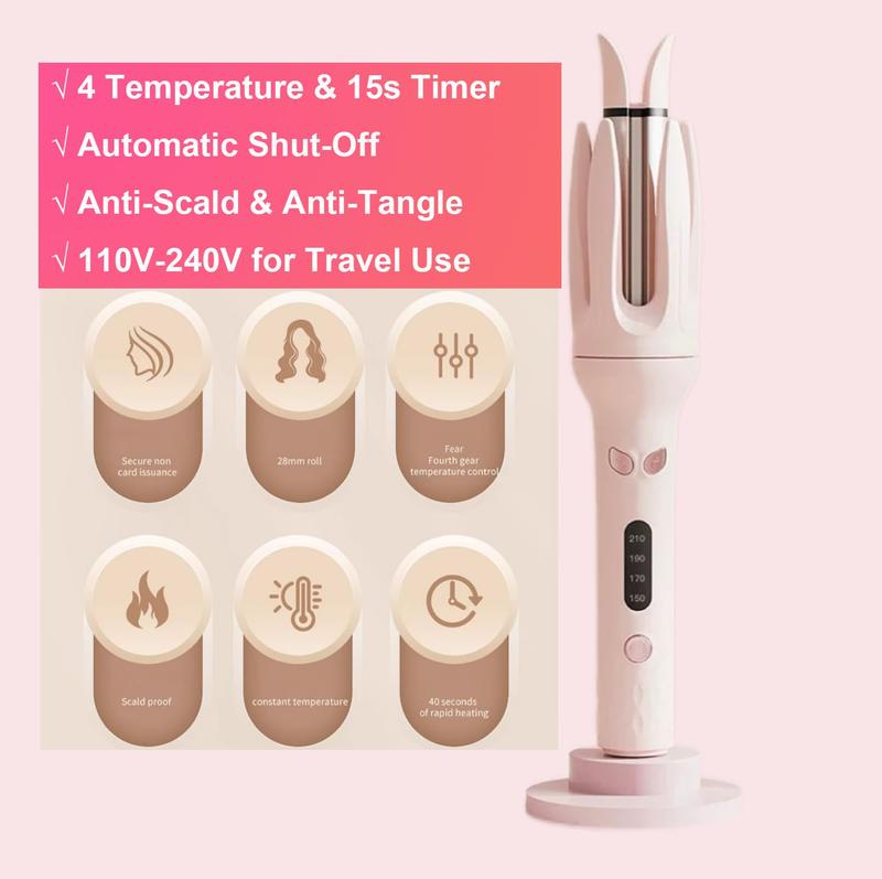 Automatic Curling Stick, 28mm Hair Curler, Negative Ion Automatic Hair Hair Curl Wand, 4 Modes Temperatures Rotating Curling Iron for Women, Hair Styling Tools for Home, Automatic Hair Curling Iron,gifts for mother