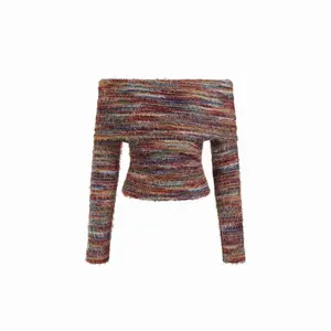 Cider Textured Off-shoulder Striped Ruched Top