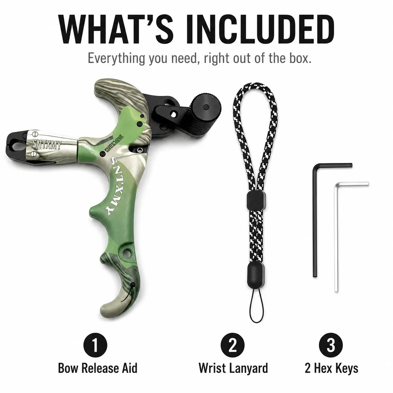 Unisex 3/4-Finger 360° Rotatable Thumb Bow Release Trigger Aid, Functional Compound Bow Release Aid with Multi-Angle Adjustment, Hand-Fitting Fits Hands Outdoor Archery Hunting Shooting Sports Gear, Compound Bow Release Aids