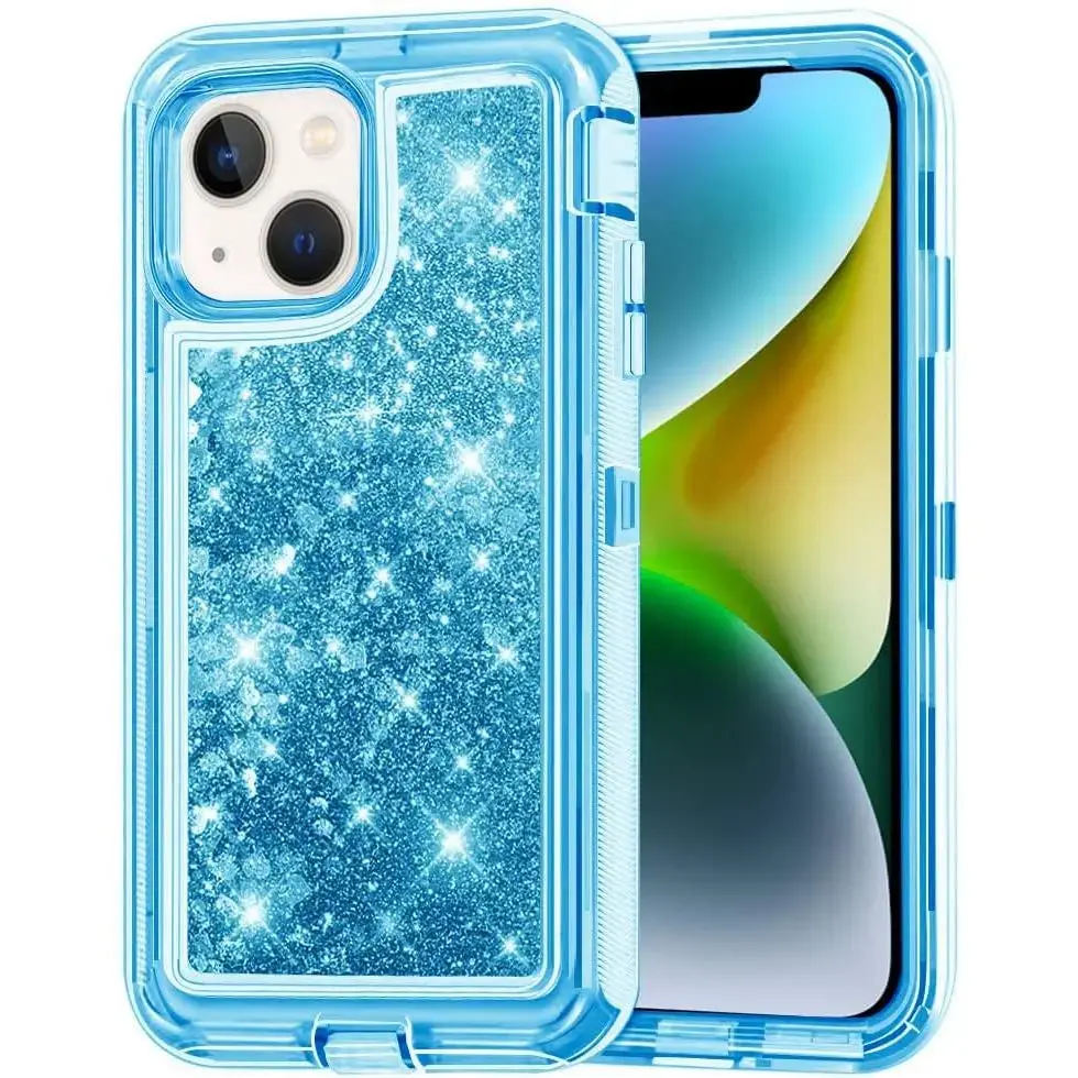Entronix Case Compatible with iPhone 13 - Liquid Glitter Triple-Layer Heavy Duty Protection