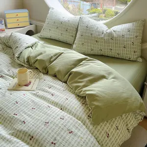 3/4pcs Cozy Cotton Bedding Set, Artistic Floral Print, Breathable and Moisture-Wicking, Ideal for Home and Gifts, Trendy Bedroom Decor