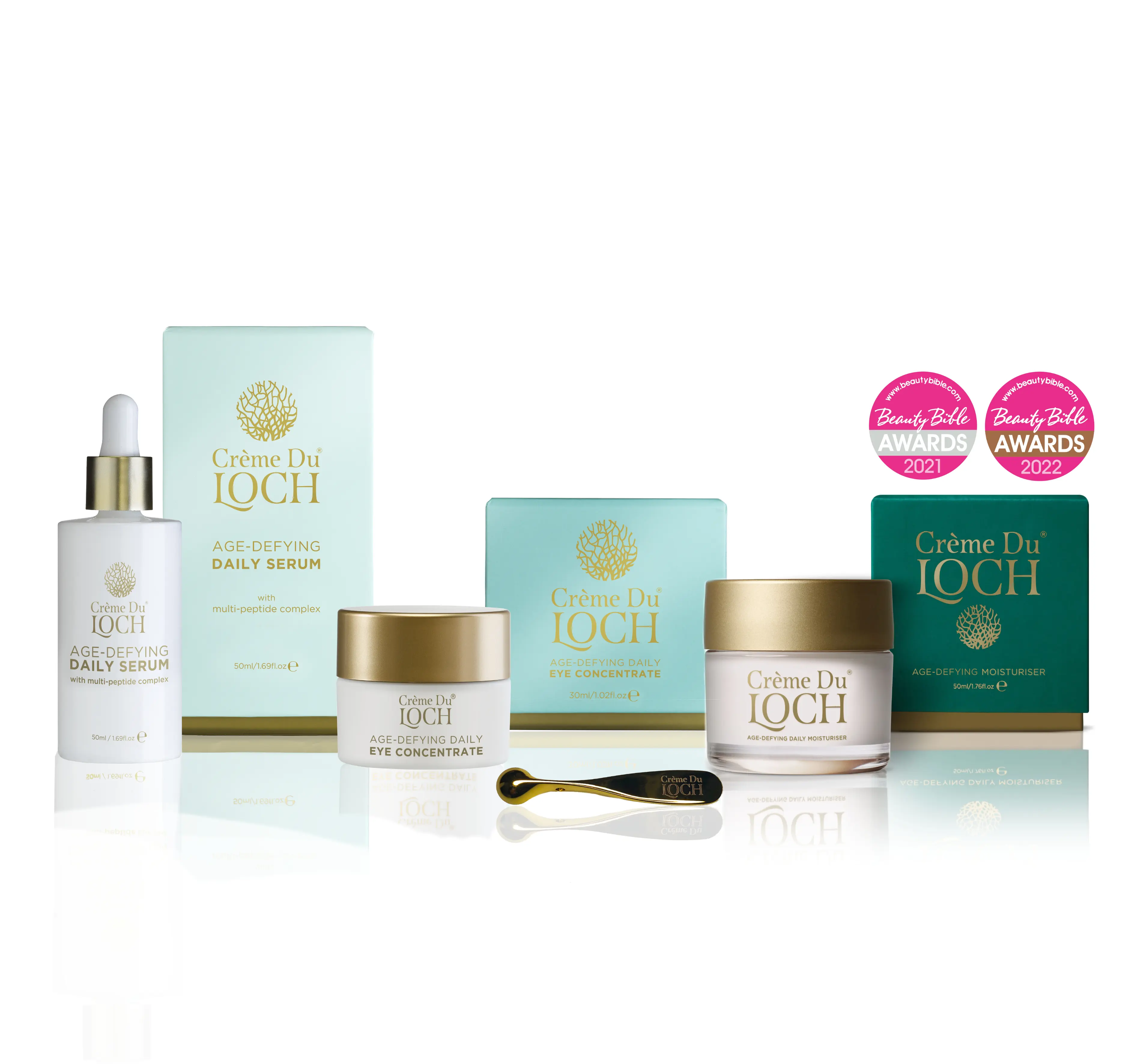 Crème Du Loch Award-Winning Age-Defying Skincare Ritual Set - Vegan, Lightweight Fragrance, Moisturizer, and Serum Kit, Retinol, Cleansing Balm Blend