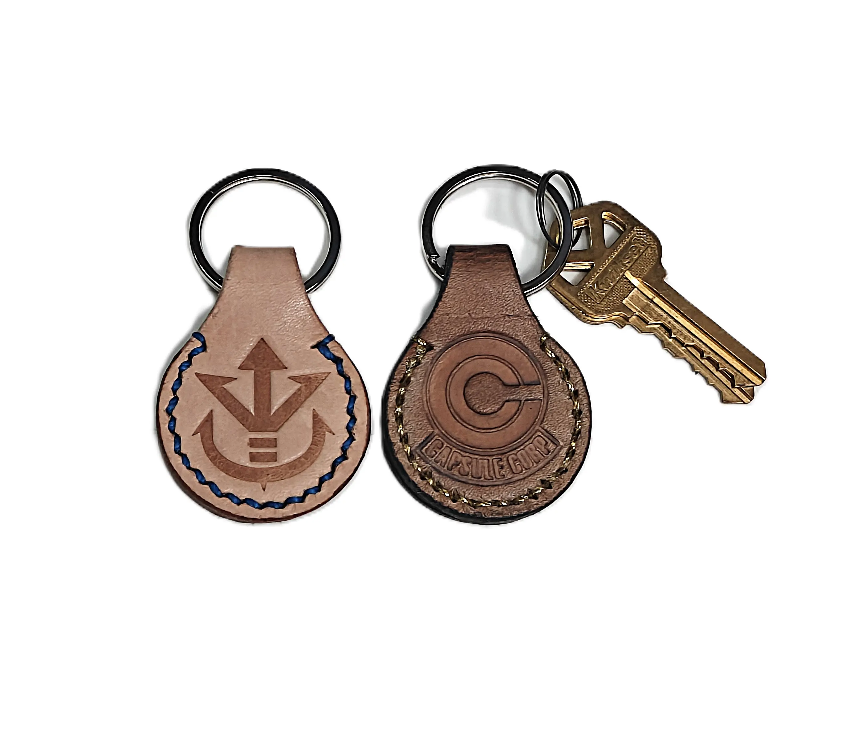 Handmade Keychain Leather DBZ Vegeta Capsule Corp Set of 2