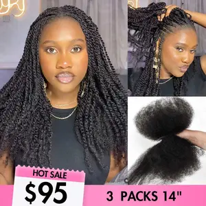 QVR Hair Afro Kinky Bulk Human Hair for Braiding Dreadlock Hair 10-22 Inches Natural Black 3 Packs Curly Big Summer Deals TikTokShopBlackFriday#Summervibes