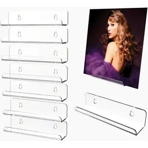 Vinyl Record Shelf Wall Mount 8Pack,7 Inch Acrylic Record Shelf,Record Wall Display, Vinyl Record Holder CD Rack,8 Pack(Clear)