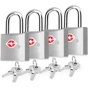 4 Pack TSA Approved Travel Luggage Locks with ,  Alloy Keyed Padlock, Small Metal Suitcase Lock, Weatherproof Padlocks for Backpack, Gym Locker, Bag, Case,  Box, Anti -