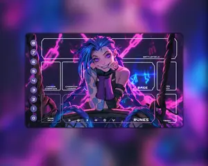Riftbound Playmat LOL Neon Jinx Art Mouse Pad Neoprene Desk Mat Mousepad Gift for Gamers Office