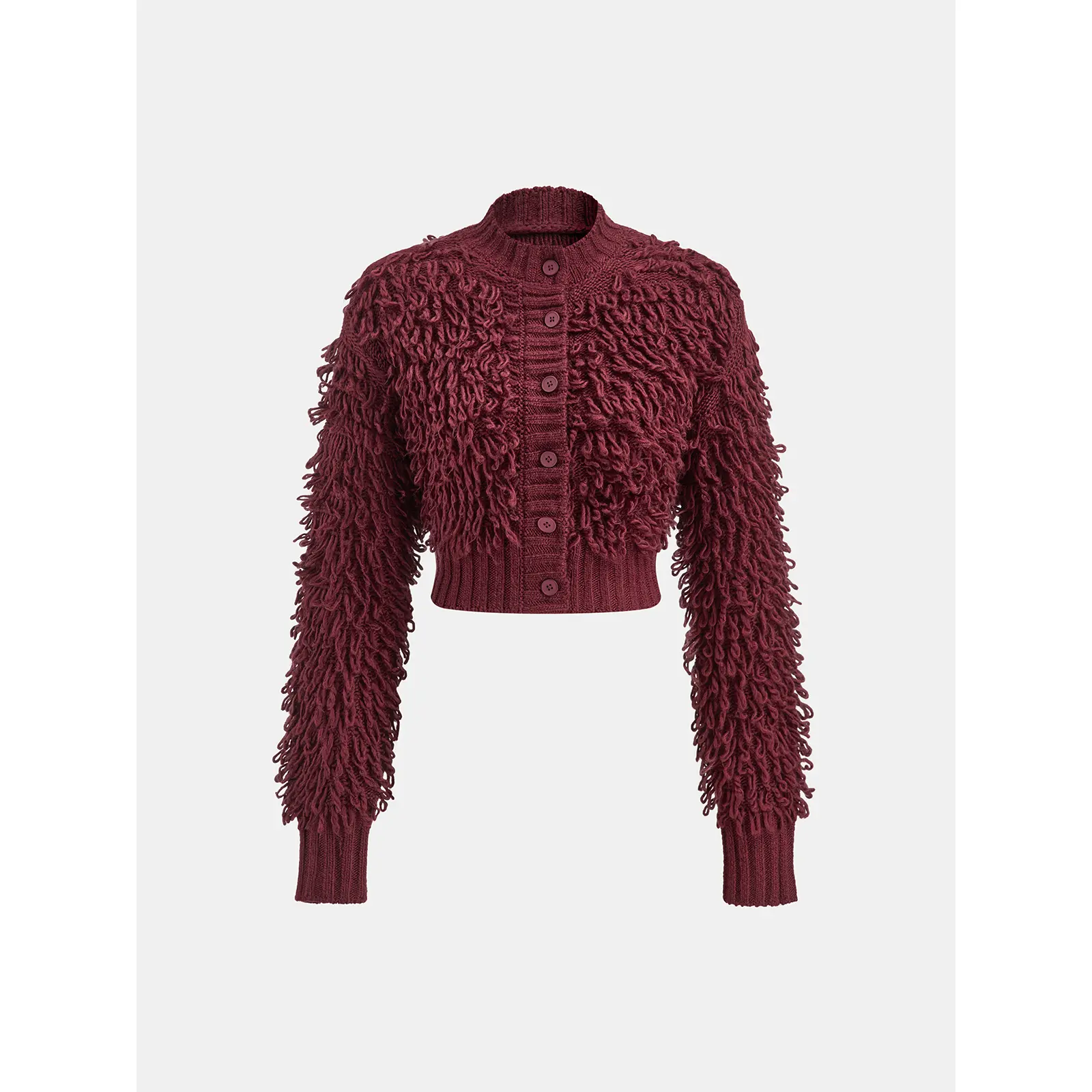 Women's Casual Long Sleeve Textured Fringe Buttoned Knit Top, Women's Knitwear Blouse