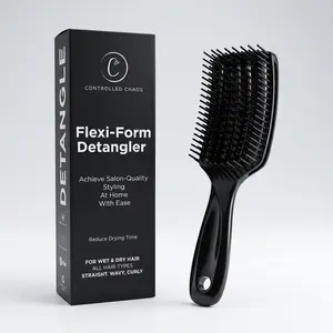 Flexi-Form Detangler Brush – Flexible Vented Detangling Hair Brush with Heat-Resistant Anti-Static Nylon Bristles for Wet & Dry Hair