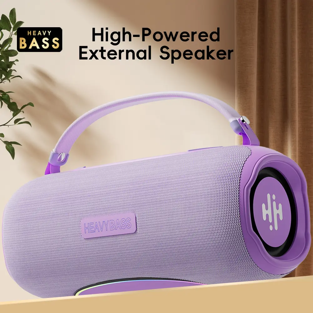 Portable Wireless Bluetooth Speaker with Carrying Handle, Rechargeable Desktop Speaker with Fabric Mesh Design, Compatible with Smartphones, Tablets and Laptops, Purple