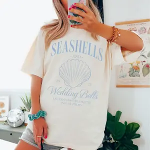 Seashells and Wedding Bells Bachelorette Comfort Colors Shirt, Custom Bride Name Location, Coastal Beach Bach Party, Bridesmaids Matching