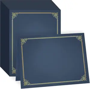 50 Packs Blue Certificate Holders - Diploma Holders, Certificate Covers with Gold Foil Border, for Letter Size 8.5 x 11 Award Certificate Paper and Documents